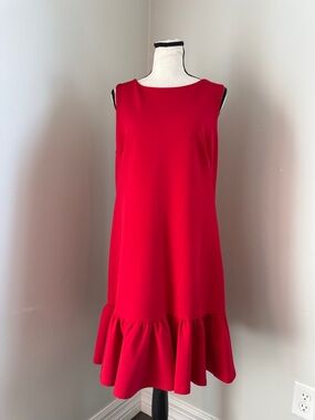 Betsey Johnson Red Ruffle Hem Dress Size 10 Sleeveless Lined Party Cocktail